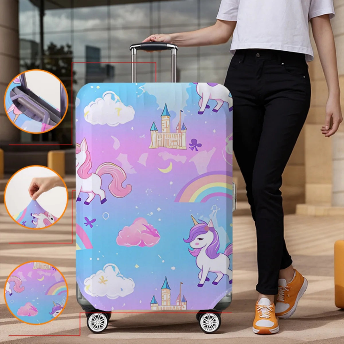 Animal pattern luggage protection cover, set suitable for 18-32 inch luggage cover, suitcase handle cover, travel accessories
