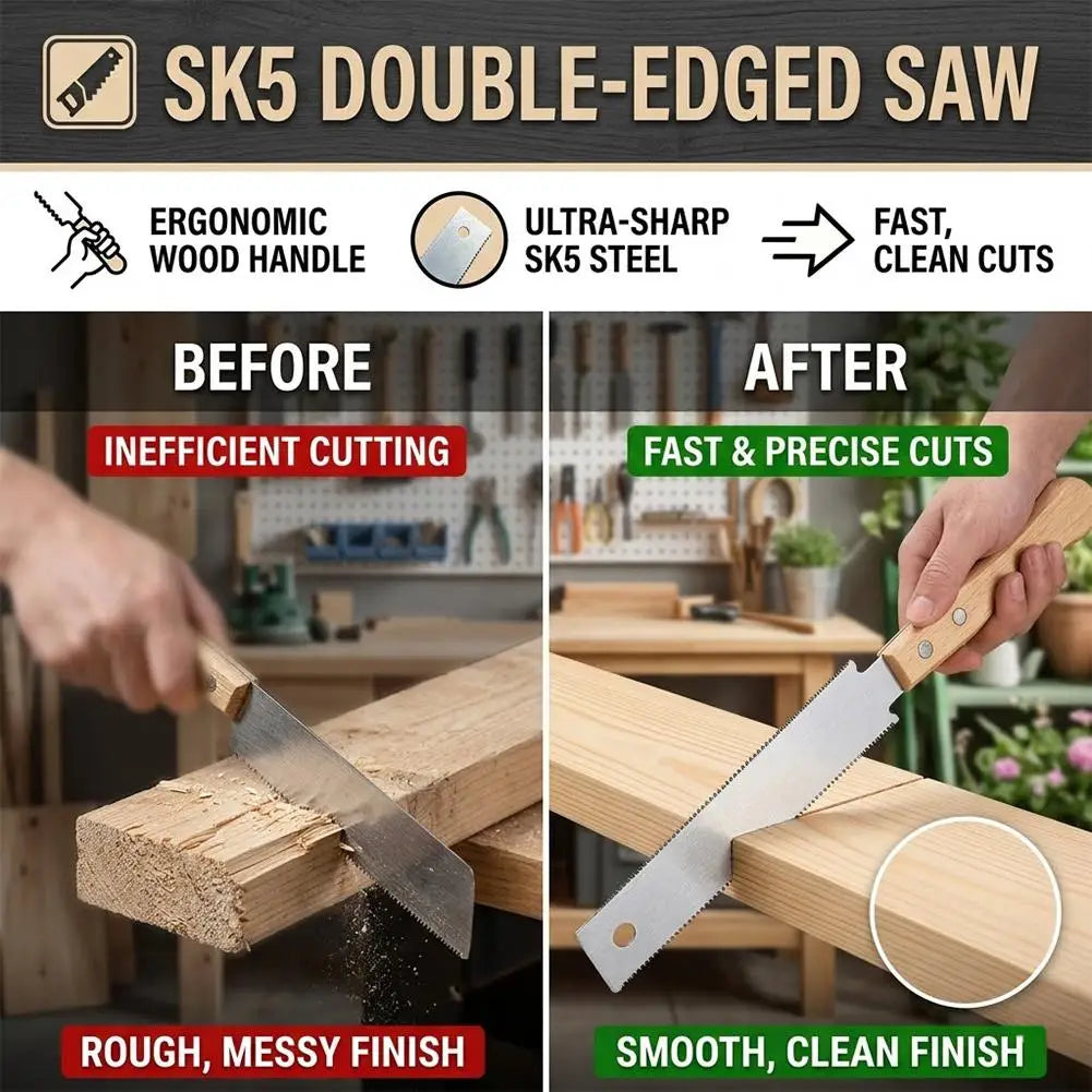 Small Woodworking Hand Saw Hand Saw with Non-slip Wooden Handle Pull Type Flexible Flush Cut Woodworking Cutting Tool