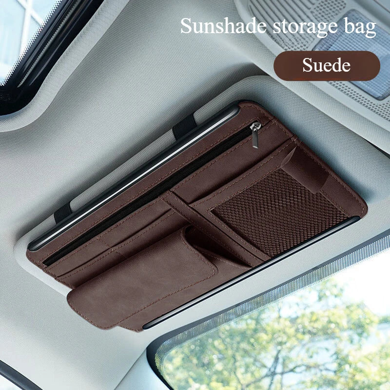 Multifunctional Car Sunshade Storage Cover Suede Interior Glasses Clip ID Card Holder Interior Car Organizer Car Glasses Holder