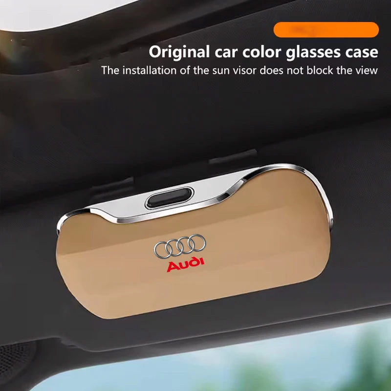 For Audi A4 A3 A6 TT S4 S5 S6 A1 A2 A5 A7 A8 Q1 Q2 Q3 Q4 Q5 Q6 Q7 Q Car Visor Sunglasses Glasses Case Clip Eyeglasses Box Holder