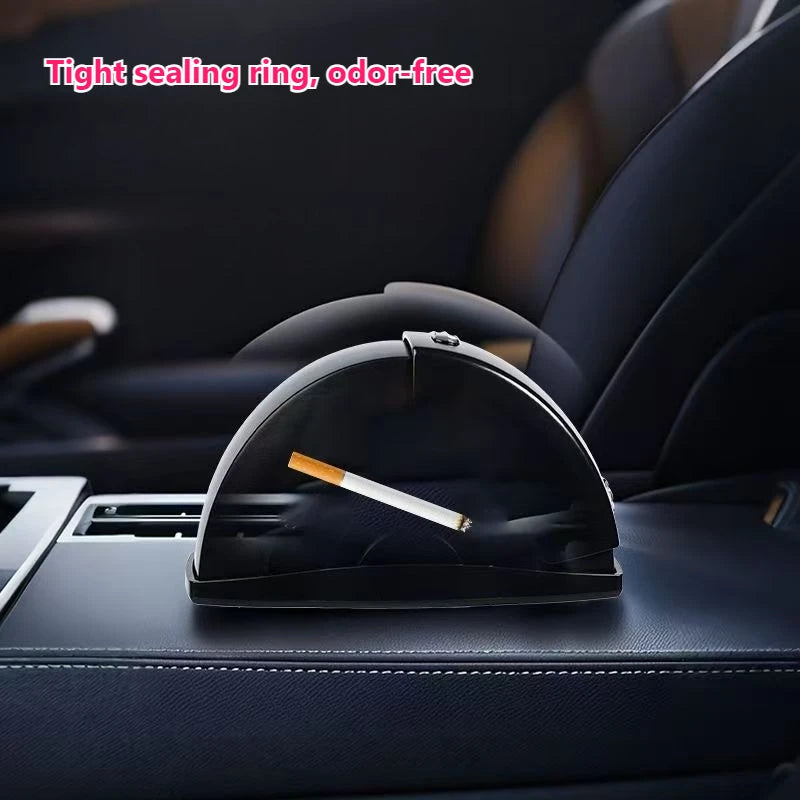 Car Ashtray Door Style Smokeless Ash Tray With Lid Portable Auto Truck Trash Bin Garbage Can Stainless Steel Liner Accessory