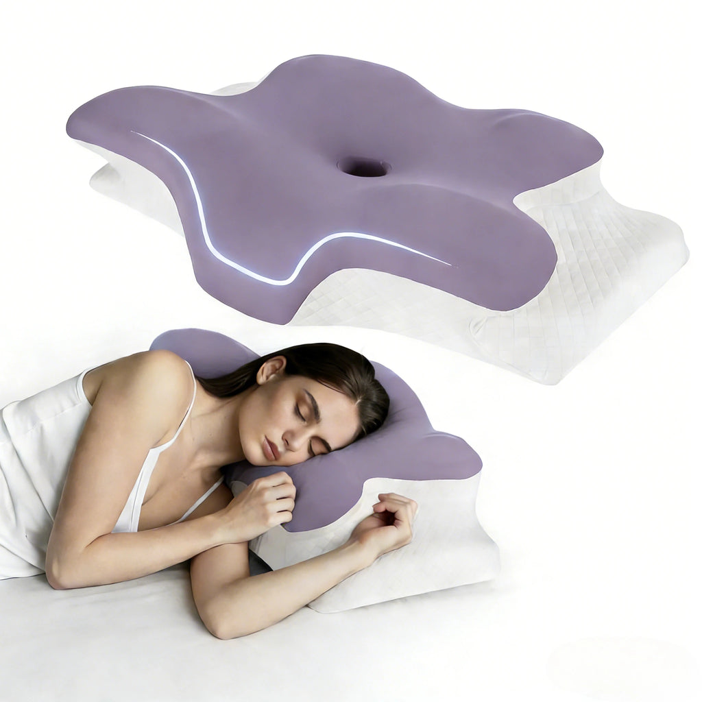 Dual Height Memory Foam Cervical Pillow with Armrest Grooves for Neck Pain Relief Ergonomic Orthopedic Support Side Back Sleeper