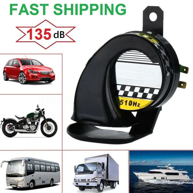 Universal 12V Motocycle Horn Snail Siren 130DB High Tone 510HZ Waterproof Electric Air Horn for Motorcycle Auto Car Scooter