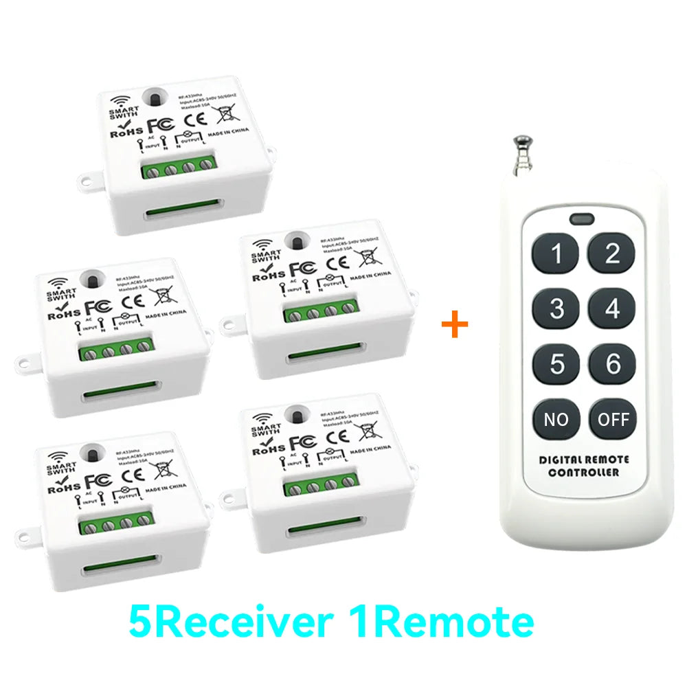 Mini Wireless Smart Light Switch with Remote Control 1000M Distance 433 Mhz RF Relay Receiver 220V Swi