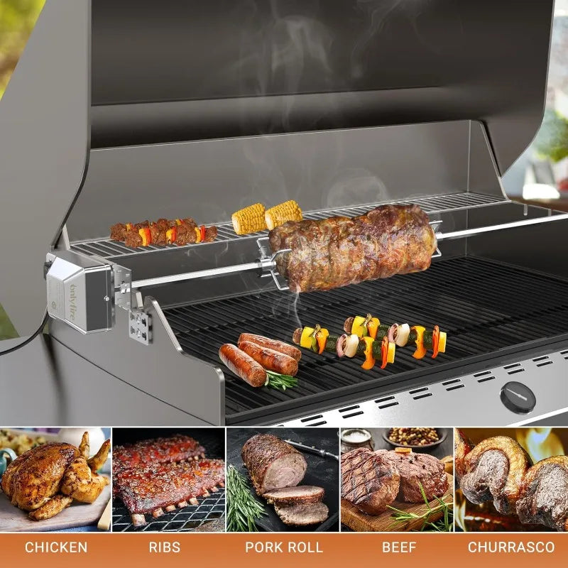 Grill Rotisserie Meat Forks Kit 1 Pair Stainless Steel Spit Counter Balance Bushing Replacement Fits BBQ  Rod Outdoor Cooking