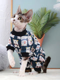 Cat Clothing 4-legged Soft  Cartoon Lion Coat for Sphynx Cat Cotton Long Sleeves Shirt for Kittens Devon Rex Blue Pink Jumpsuit