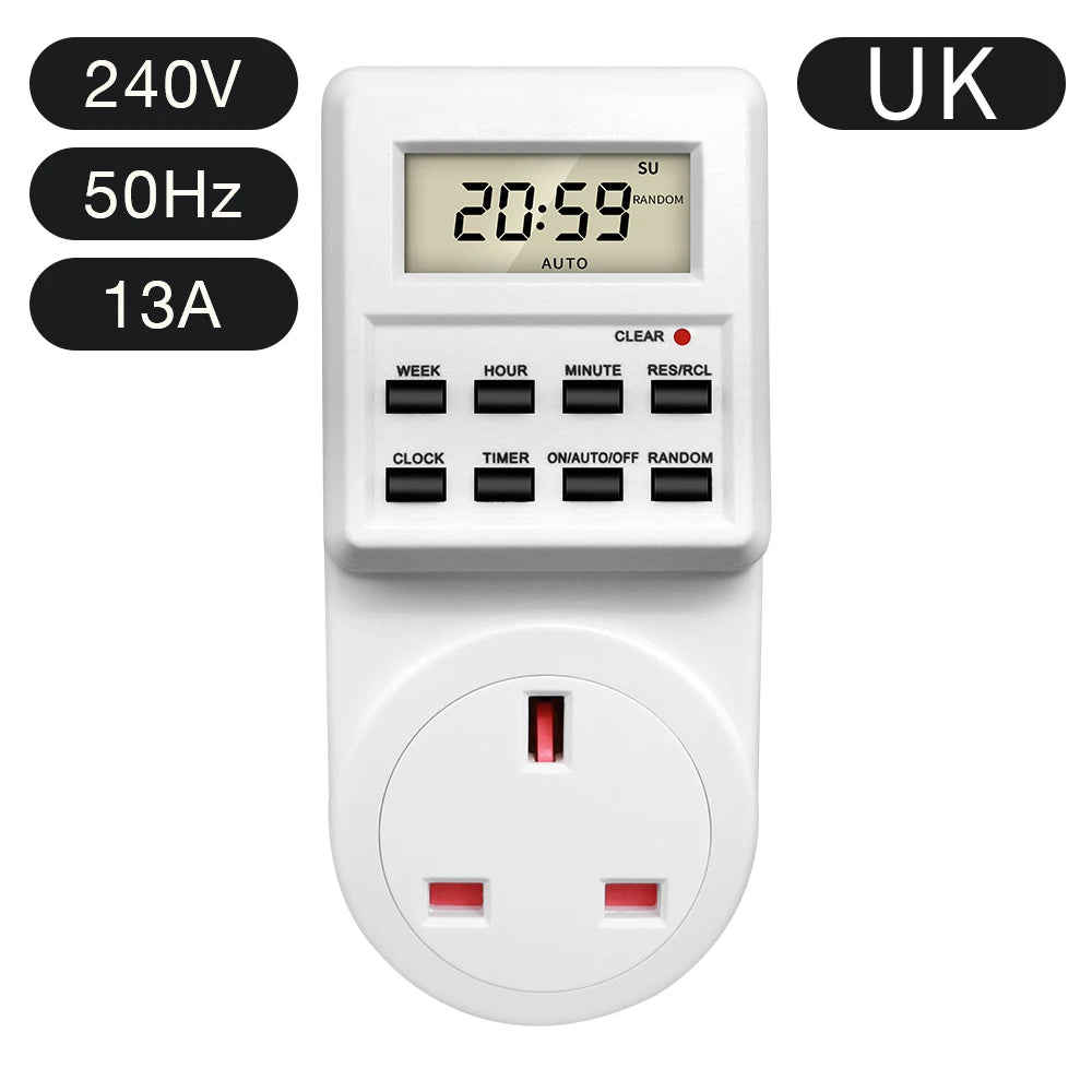 Digital Electronic Timer Switch Socket Kitchen Timer Outlet 24 Hour Programmable Timing Socket EU UK AU US BR FR IT TH Plug