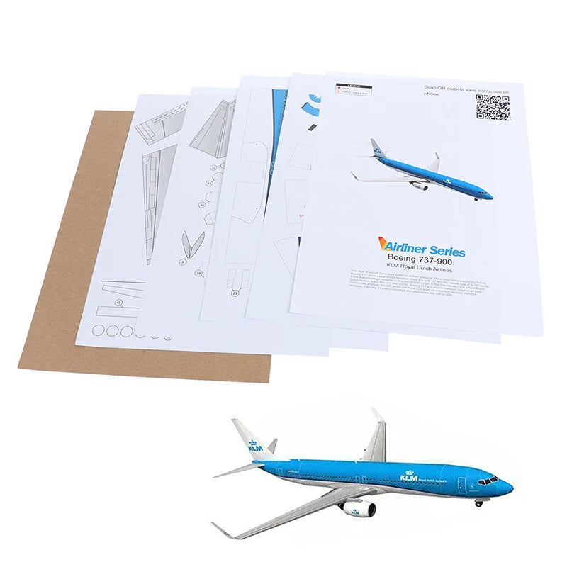 1Pc 1:100 737 Aircraft Dutch Airlines 3D Paper Model DIY Handmade Toys‘