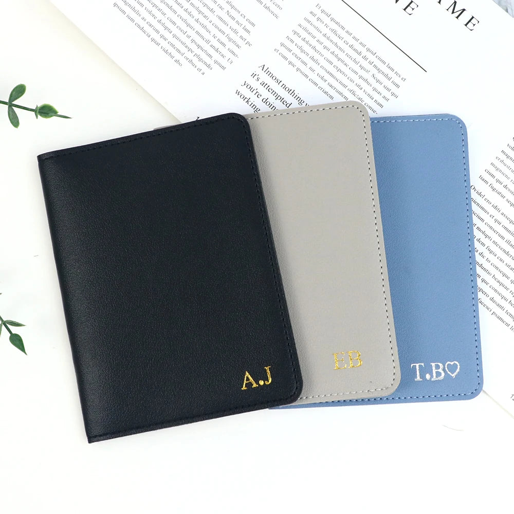 Customized name pu leather passport holder case, passport bag, luggage, travel wallet, travel accessories