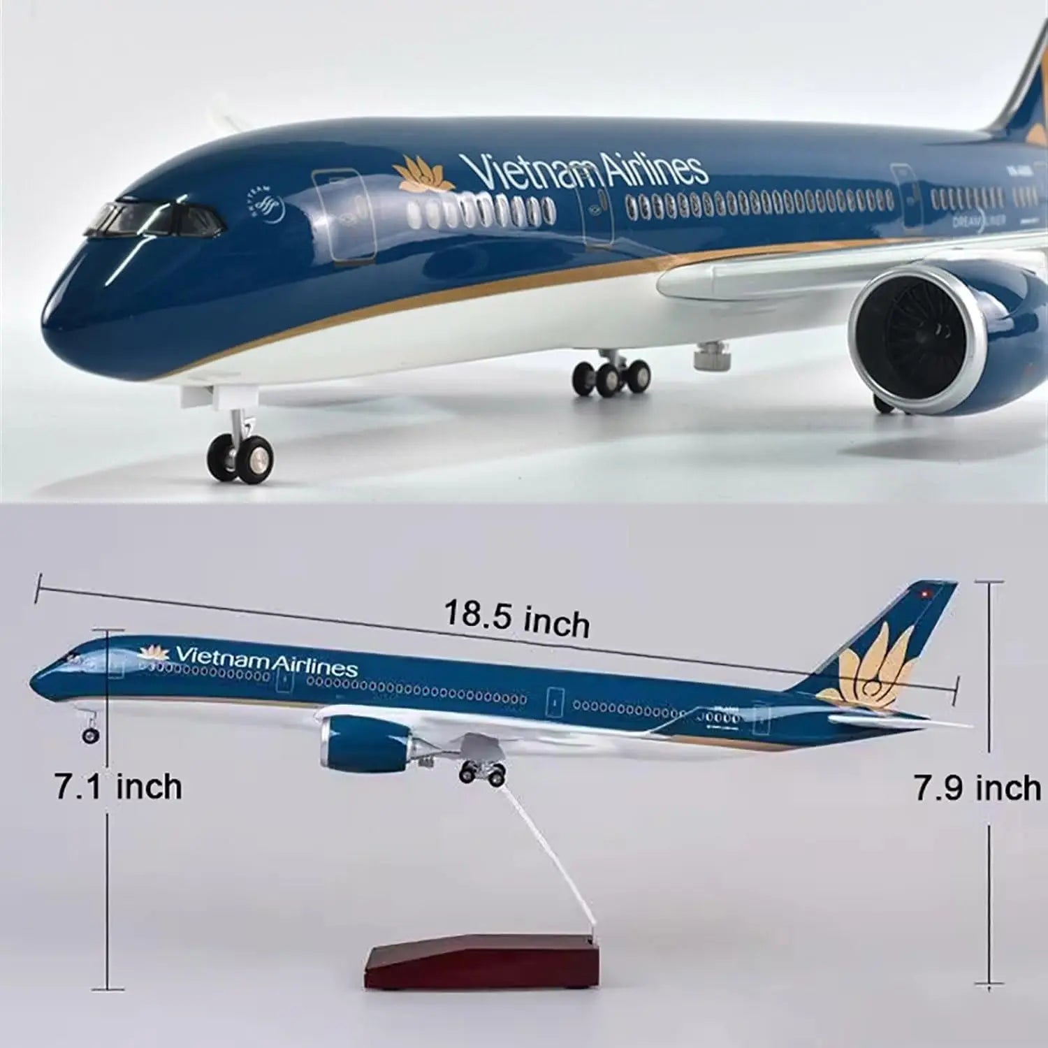 Vietnam Airlines A350 Aircraft Model 1:142 Scale 18.5'' with Wheels Model Collectibles Resin Airplane Models Plane Diecast