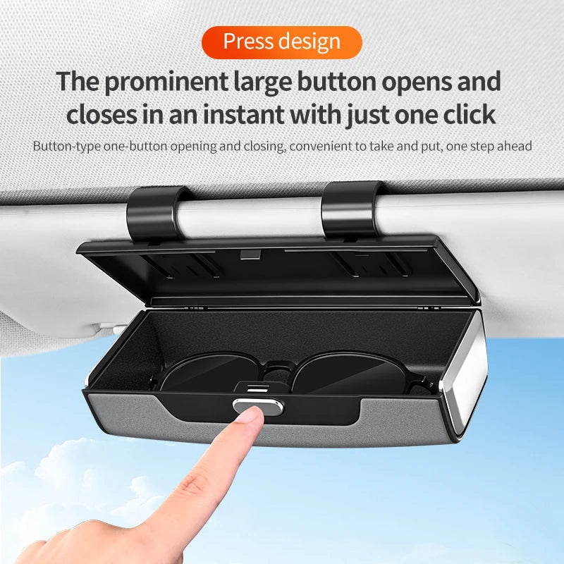 New Car Mounted Glasses Case Universal Sun Visor Sunglasses Holder Storage Box Card Receipt Key Storage Box Car in