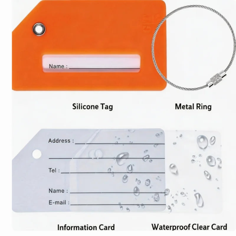 Airplane Shape Silicone Luggage Tag, Soft Rubber Baggage Label Portable Travel Shipping Tag Student School Bag Name Tag