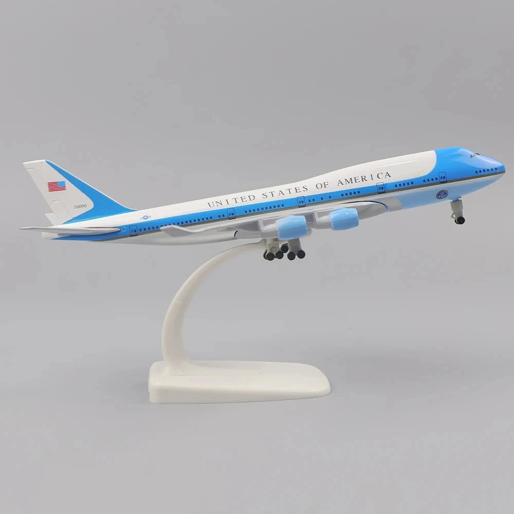 Air Force one 1:400 Die-cast Metal Airplane Model with Stand 747 Alloy Model Plane 20CM Airplane Model Kits for Aviation Enthusi