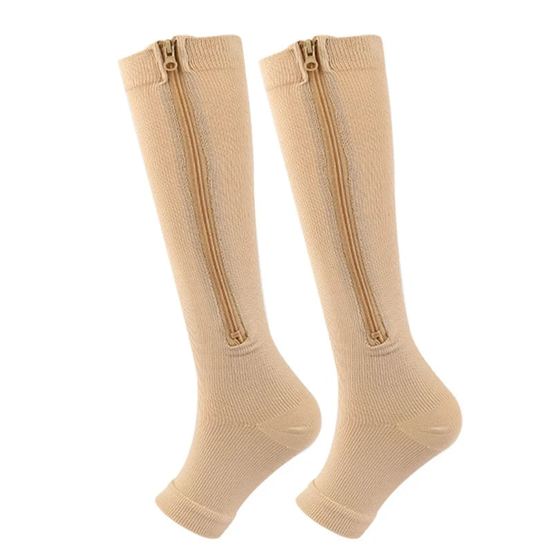 Zipper Compression Socks Medical Varicose Diabetes Swelling Sports Socks Men's Outdoor Running Cycling Glof Women's Stockings