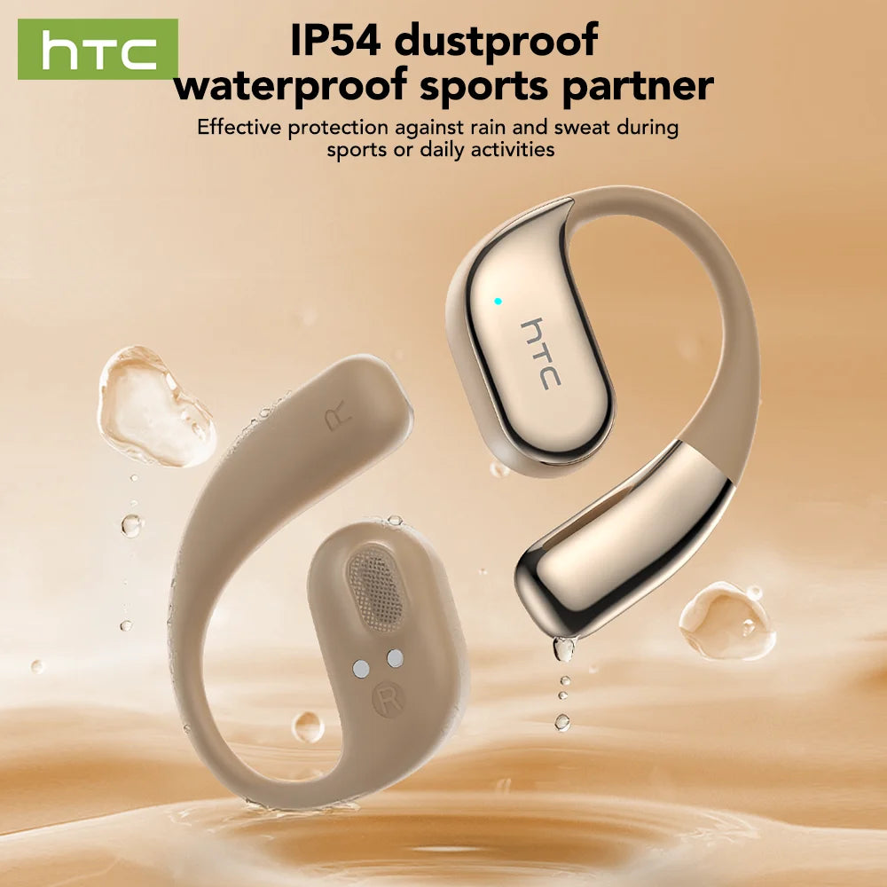 Bluetooth Game Earphones HTC NE39 AI Real Time Translation Open Ear, Surround Sound Stereo Comfortable for Gym Running Travel
