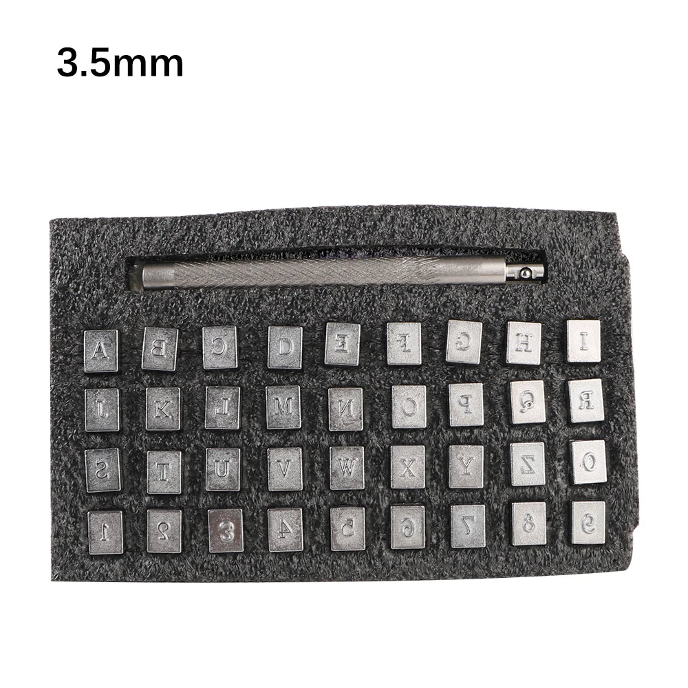 Letters Stamping Kit 37Pcs Leather Embossed Tools Metal Alphabet Number Leather Stamp Punch Tools 3.5mm/6.5mm
