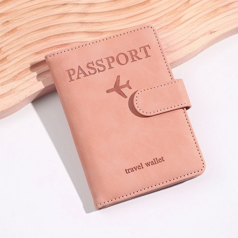 Customized Name PU Men's RFID Passport Holder 2-Style Envelope, Airplane Pattern Printed Anti-Theft Passport Wallet, Minimalist