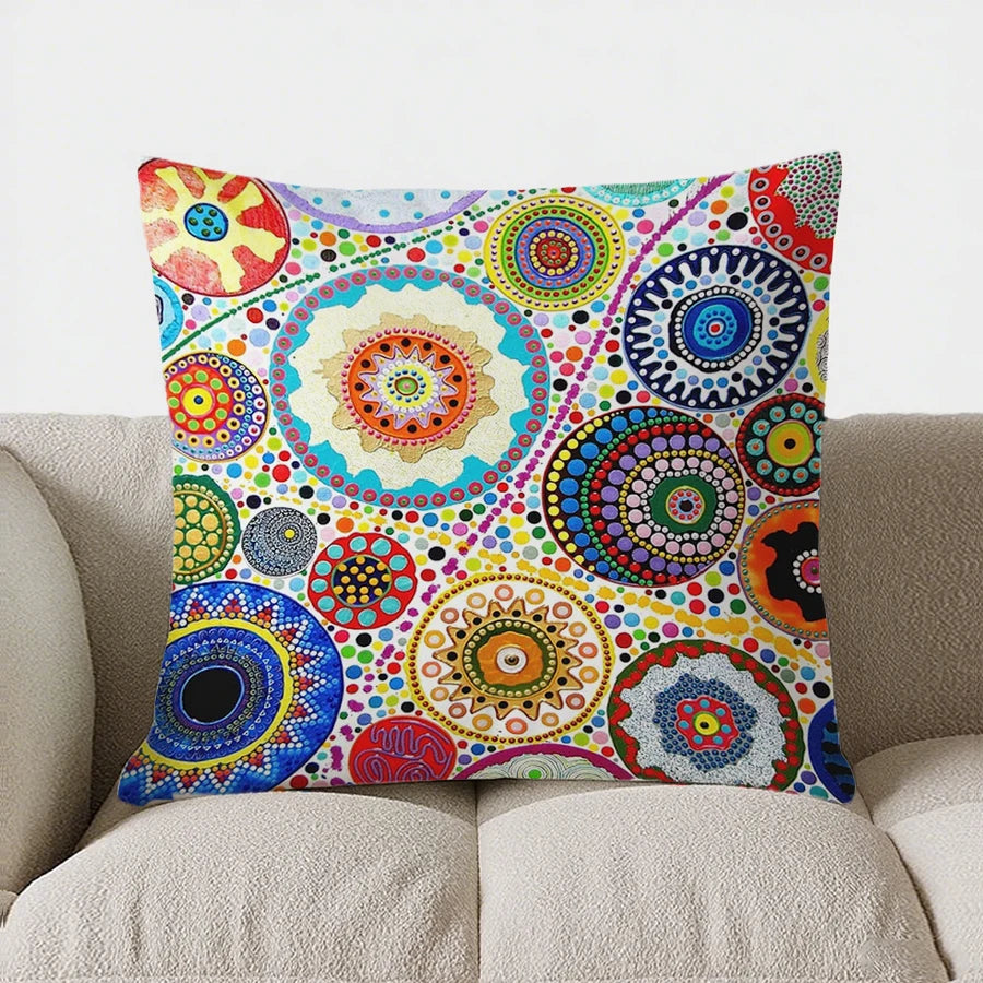 Colorful Geometric Floral Pattern Double-sided Printed pillow cover Short plush Suitable living rooms sofas throw cushion cover