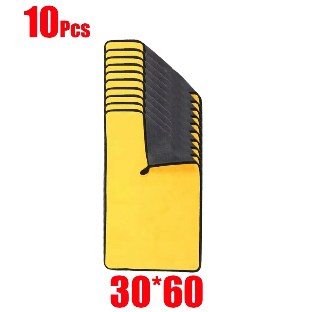 1/5/10/20pcs Microfiber Cleaning Towel Thicken Soft Drying Cloth Car Body Washing Towels Double Layer Clean Rags 30/40/60cm