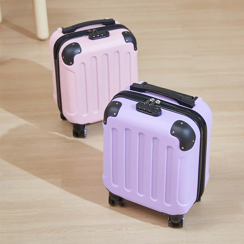 Fashionable Carry-On Luggage 14-inch Cabin-Size Suitcase Perfect for Short Trips Includes Cup Holder and Phone Holder Multi-Dire