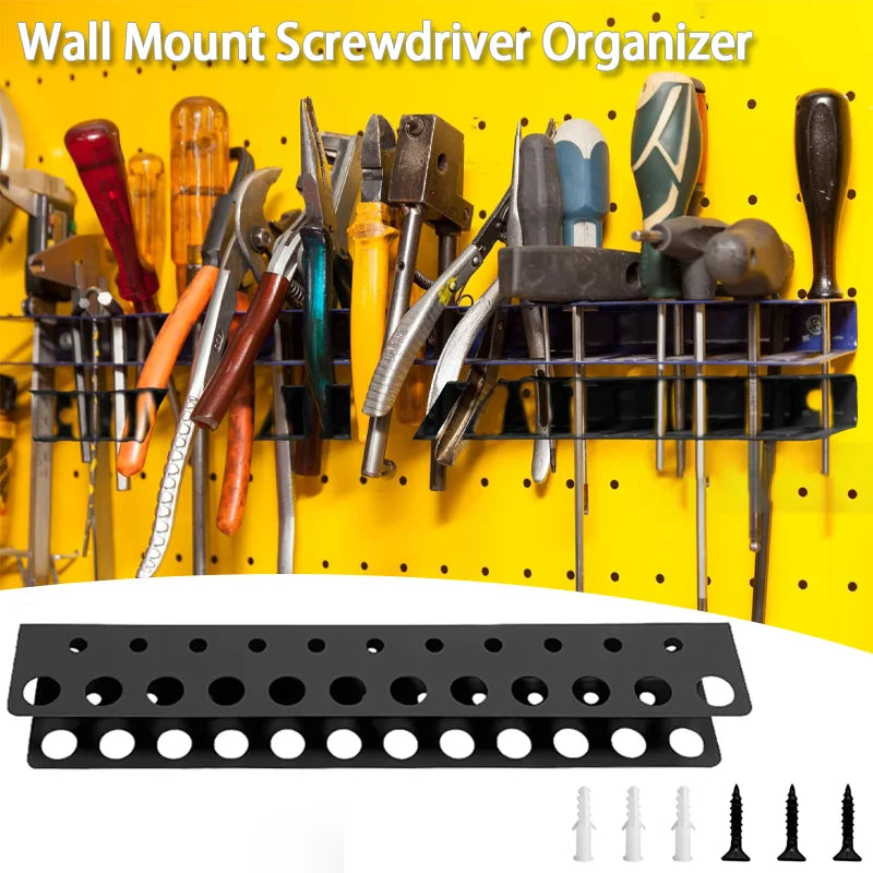 Screw Organizer Wall Mount 23-hole Screwdriver Storage Rack Manual Tools Holder Hammer Rack Pliers Hardware Tool Organizer