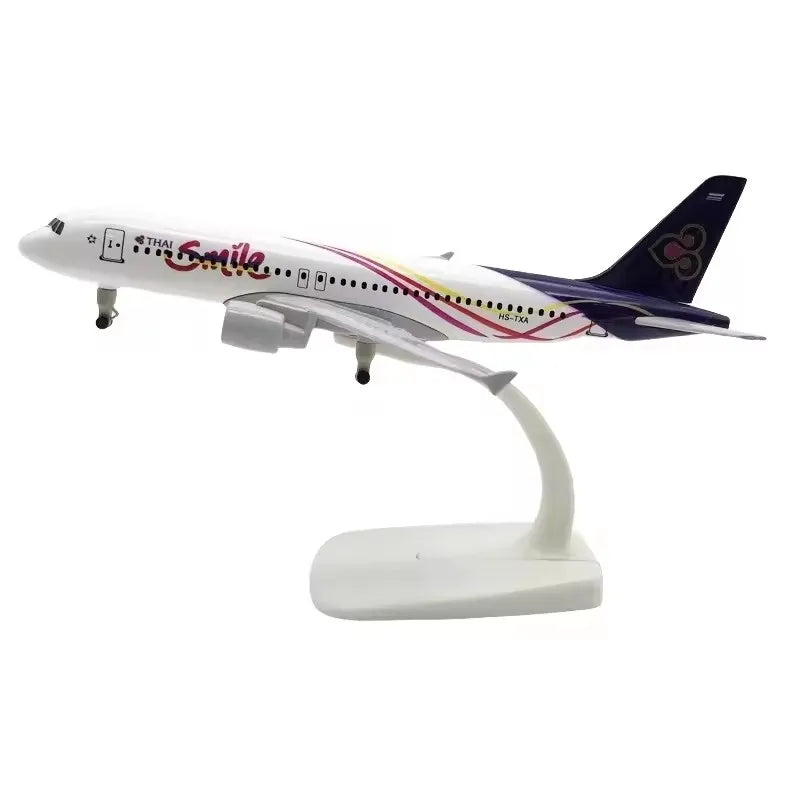 20cm Thai Smile A320 Airplane Model Toy 1/300 scale Metal Diecast plane Model with Stand＆wheel for Collection Display or Gift