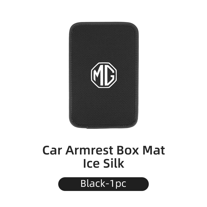 Leather Car Central Armrest Pad Anti Slip Ice Silk Armrest Box Mat For Morris Garages MG 6 3 5 7 TF ZR ZS HS GS GT RX5 RX8 350