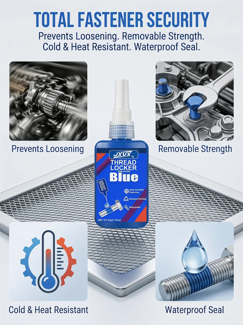 1–3 Pieces of 50ml Anaerobic Adhesive, Medium Strength, Quick-Drying Threadlocker, Oil and Water Resistant, Heat Resistant. Suitable for Metal Bolts, Nuts, and Screws