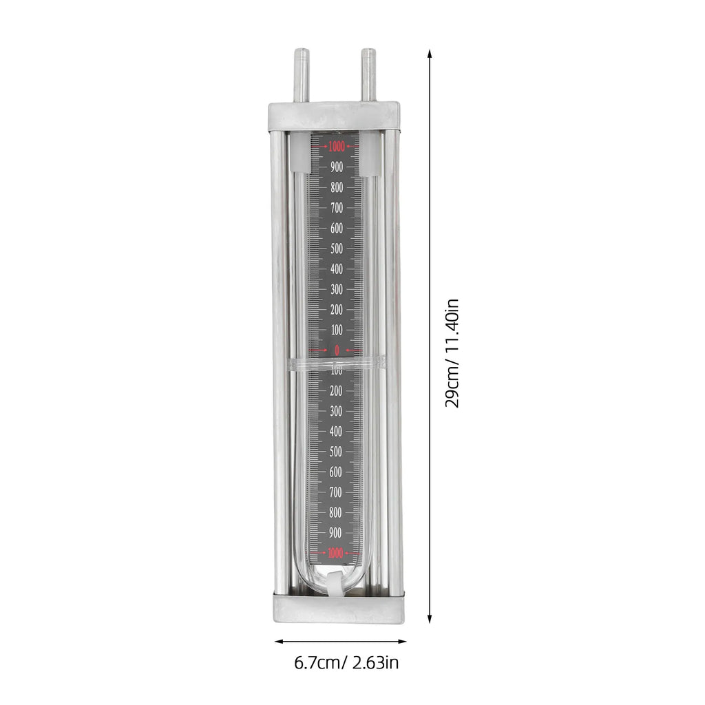 Water Column Gauge Tool U Tube Pressure Manometer 2000Pa for Gas Station Industrial Residential Vacuum Pressure Measurement