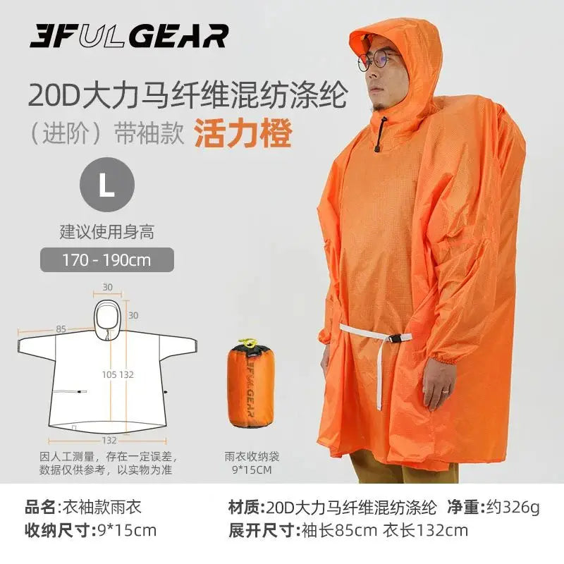 3F UL GEAR Ultralight Women's Men's Rain Coat Jacket Outdoor Camping Hiking Trekking 15D Nylon Waterproof Raincoat Lightweight