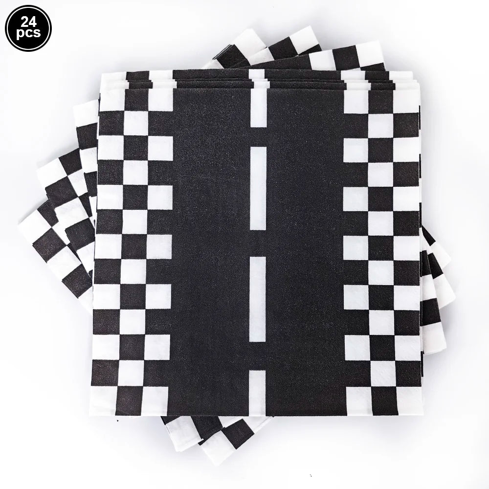 Race Car Theme Tablecloths Black White Checkered Rectangular Plastic Table Cover Racing Car Birthday Party Decorations Supplies