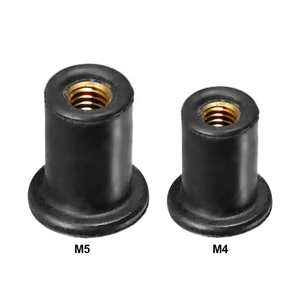 M4 M5 Rubber Well Nuts Motorcycle Windshield Windscreen Screws Bolts Nut 10pcs Fastener Screws Bolts Nuts