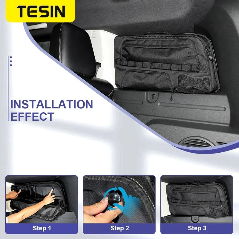 TESIN Car Rear Window Glass Storage Bag Organizers for Dodge Nitro 2007-2012 Stowing Tidying Trunk Side Bag Interior Accessories