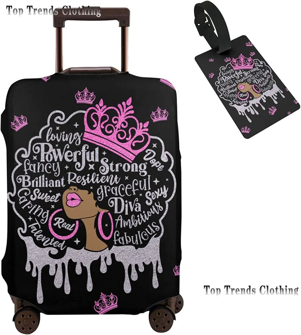 Travel Suitcase Protector African American Woman Elastic Protective Washable Luggage Cover With Concealed Zipper For 18-32 Inch