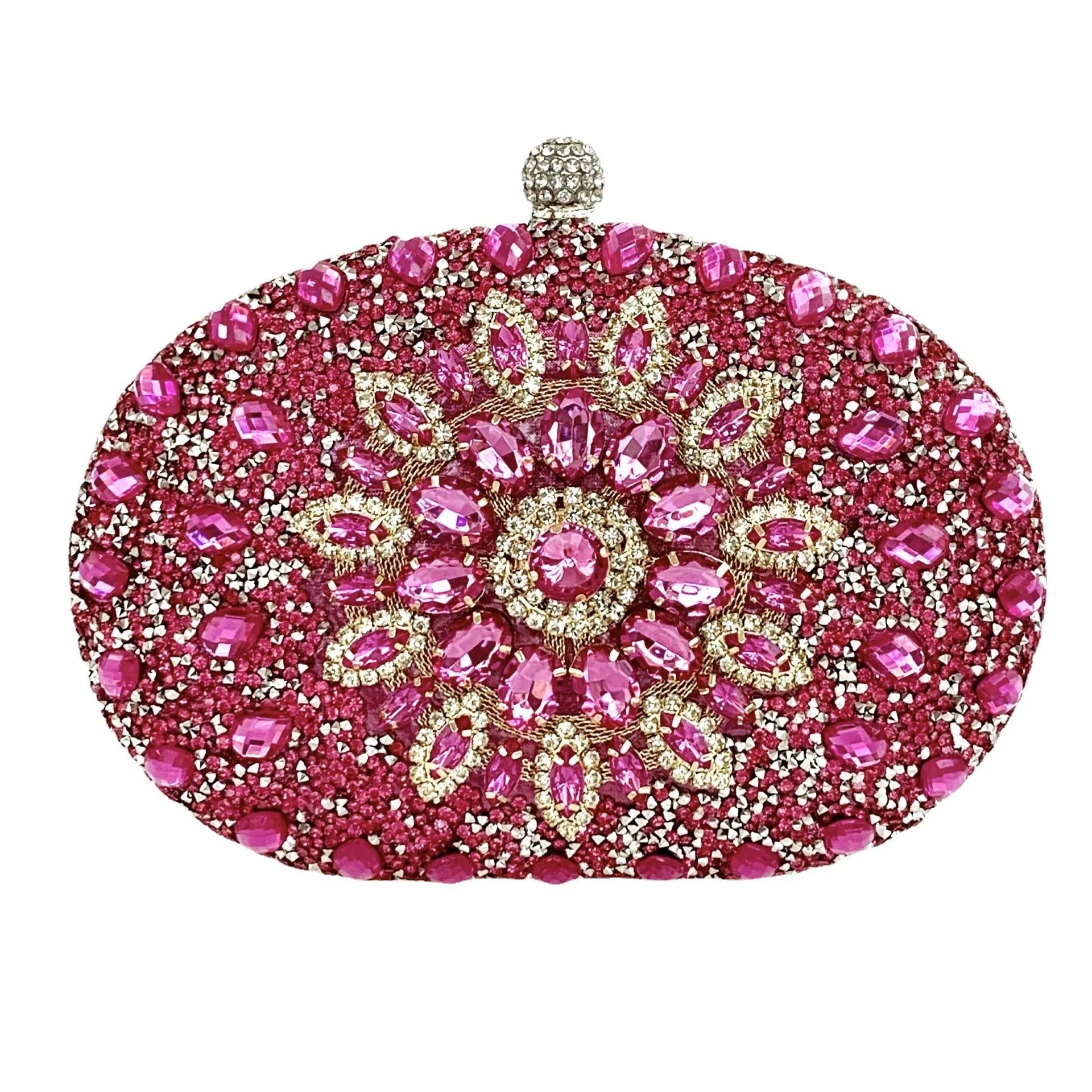 Flower Rhinestones Evening Bags Metal Prom Clutch Diamonds Clutch with Chain Shoulder Handbags Wedding Female Dress Purse Gift