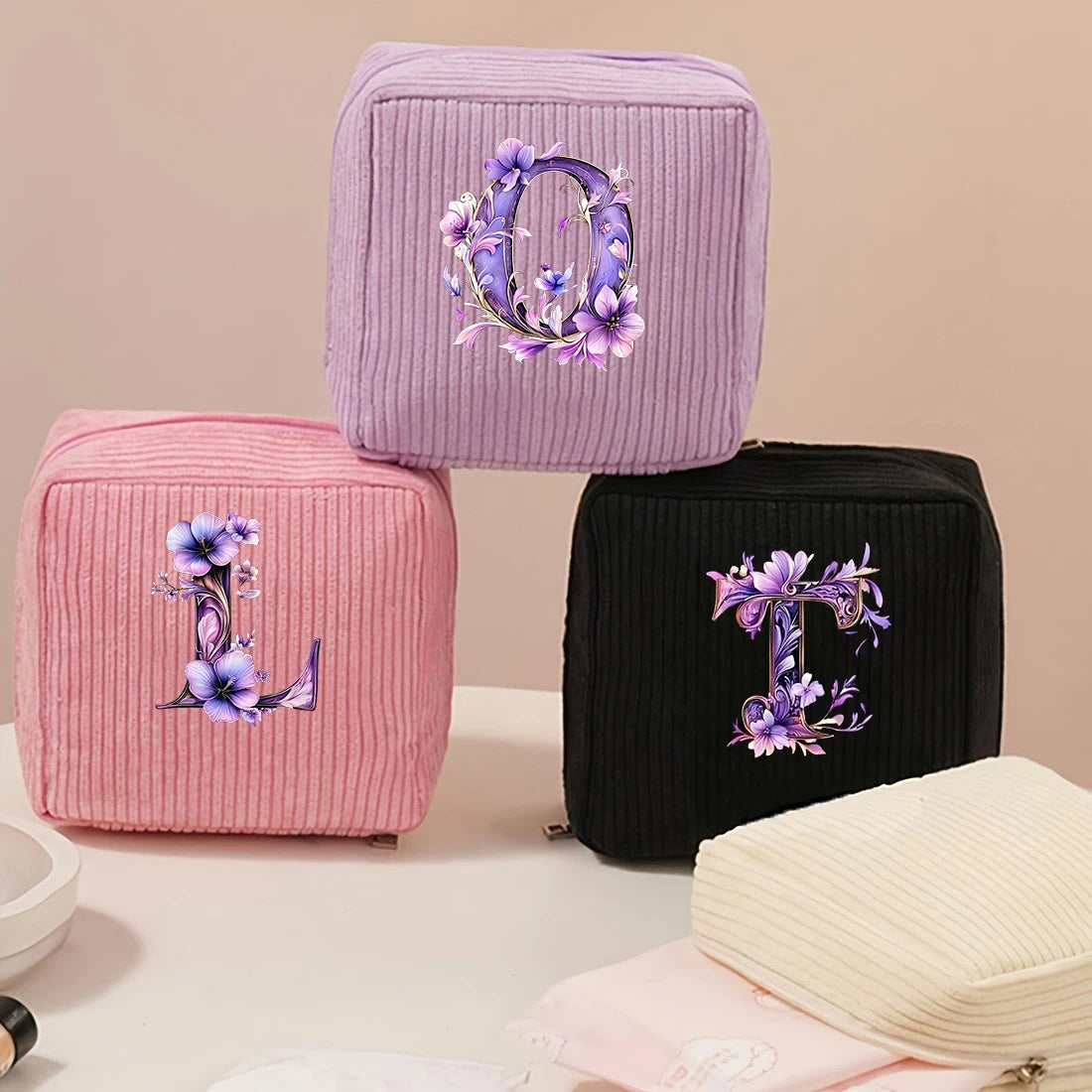 New Fashionable Purple Letter-Patterned Sanitary Napkin Storage Bag, Multifunctional Portable Travel and Daily Storage Bag, Ideal Gift Choice for Girls