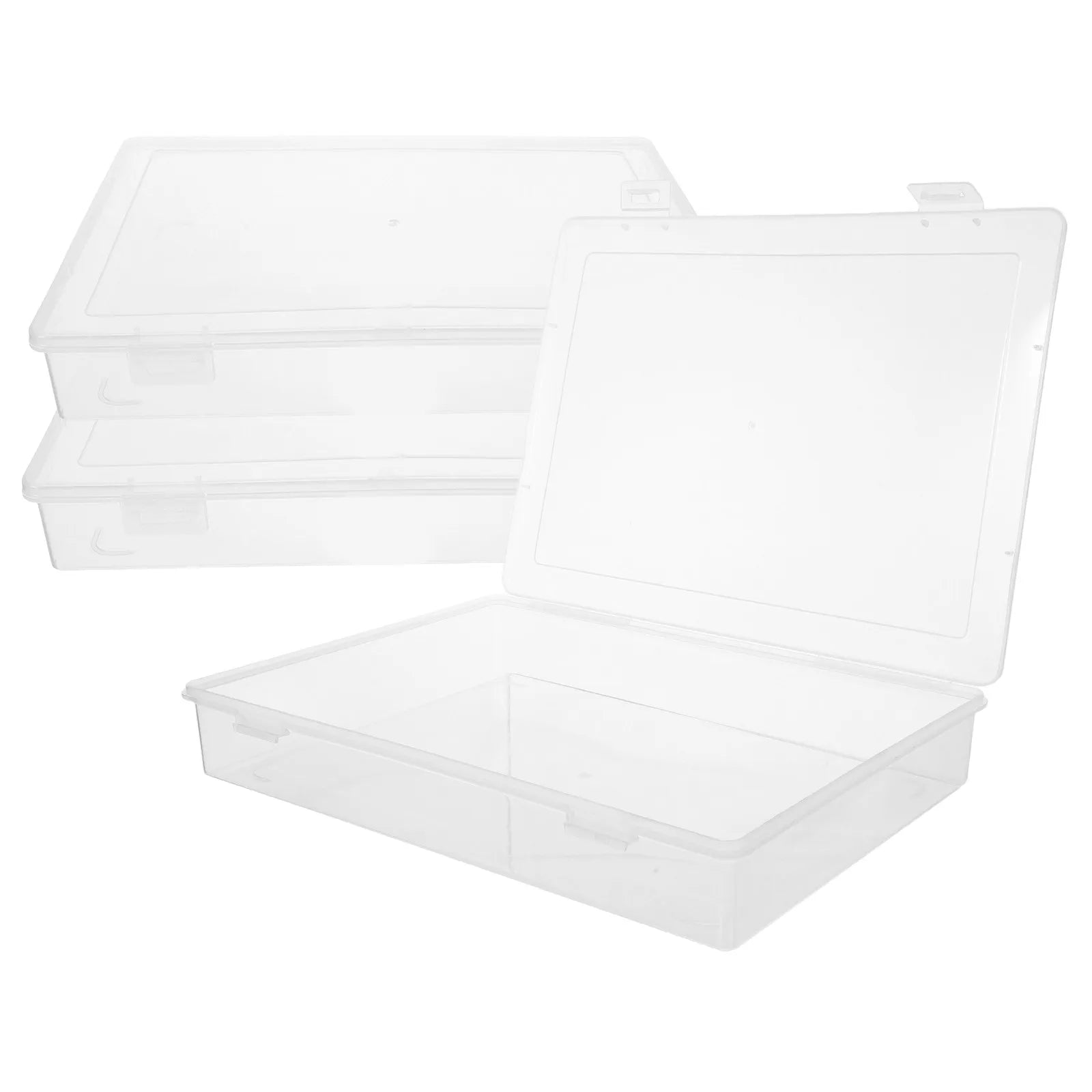 3Pcs Clear Stackable A4 File Box 12.6x9 Inch Transparent Plastic Document Organizer for Desktop Office School Home Paper