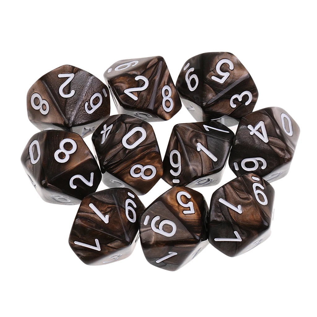 MagiDeal 10pcs 10 Sided Dice D10 Polyhedral Dice for Table Games for Pub Club Games Supplies Dungeons and Dragons Table Games