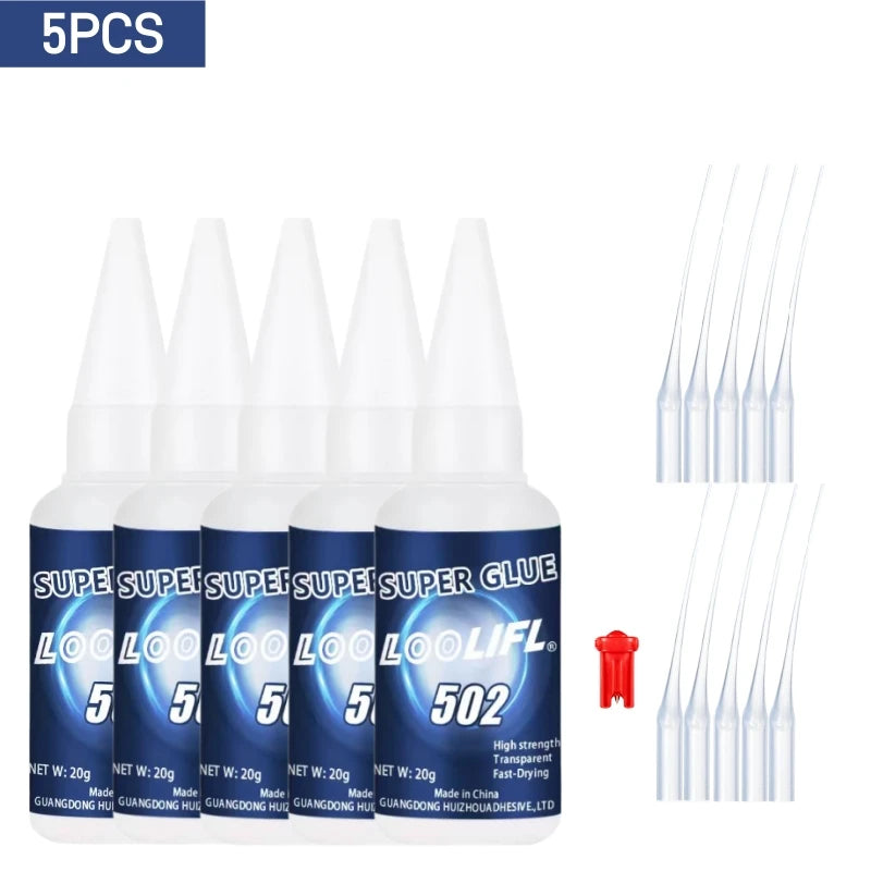 8PCS LOOLIFL 502 Super Glue 20g Strong Instant CA Adhesive Waterproof With Nozzles Metal Wood Glass Car DIY Craft Repair