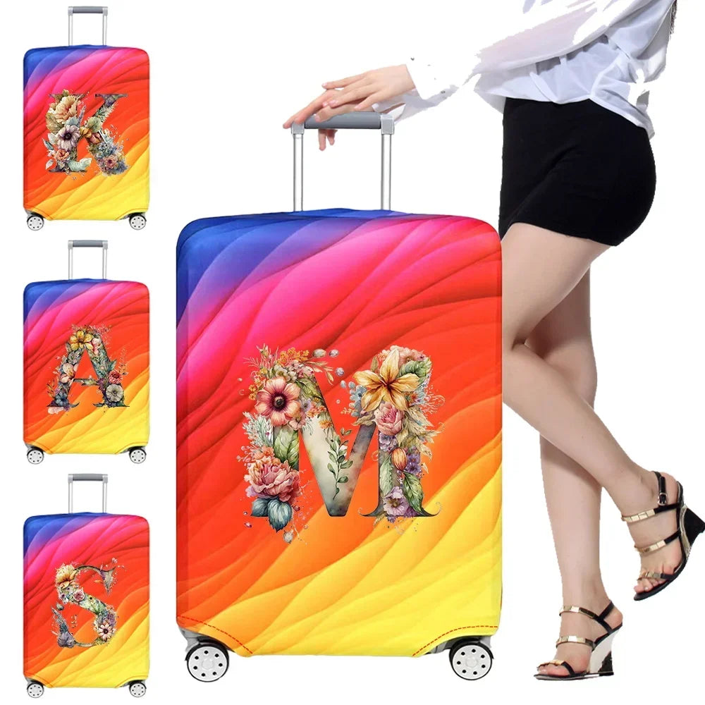 Luggage Cover Stretch Fabric Suitcase Protector Baggage Case for18-32 Inch Suitcase Case Floral Letter Series Travel Organizer