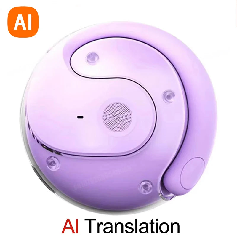 Wireless Bluetooth AI Real-time Language Translation Earphones 144 Languages Ear Hanging Headphone Translator For Business 2026