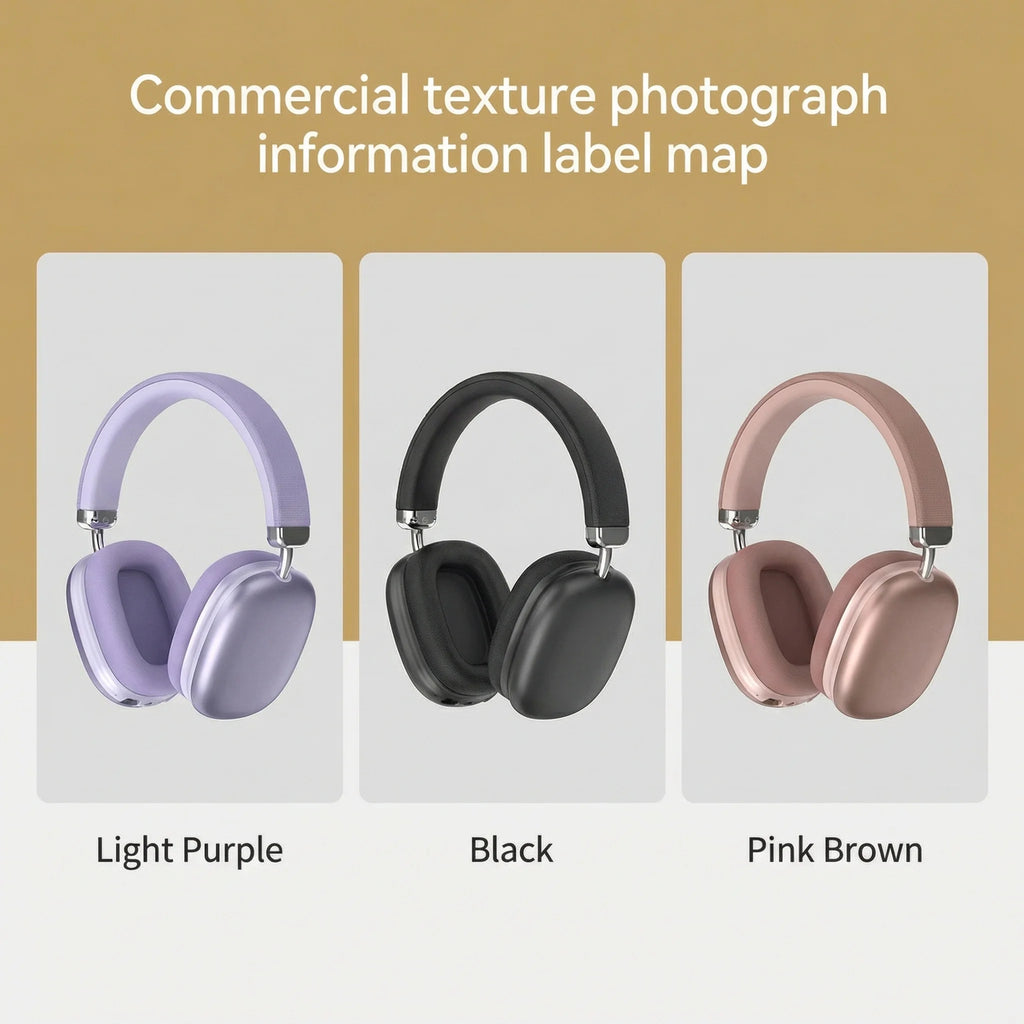 Fabric Headband Bluetooth Over-Ear Headphones Breathable Comfortable Metal Adjustment for Student Music Lover Office Worker