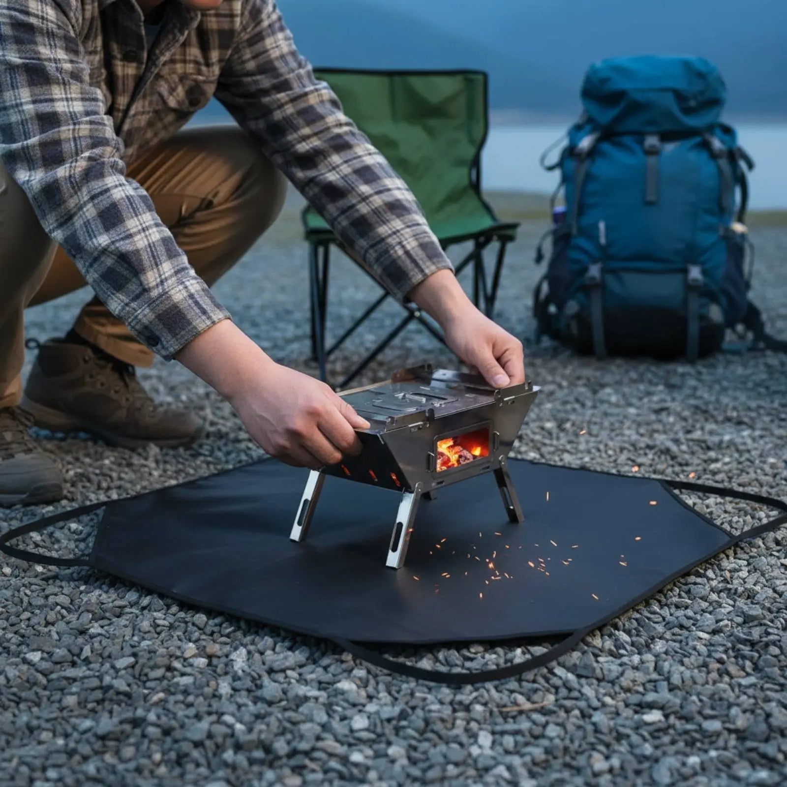 Fire Retardant Blanket Portable Handle Fireproof Cloth Fireproof Mat Reusable Outdoor Gear Tear-Resistant for Travel