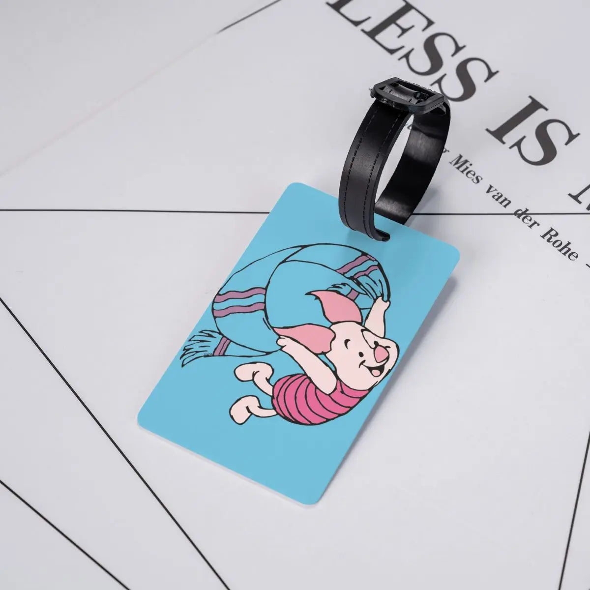 Custom Happy P-Piglets Anime Big Movie Luggage Tag With Name Card Privacy Cover ID Label for Travel Bag Suitcase