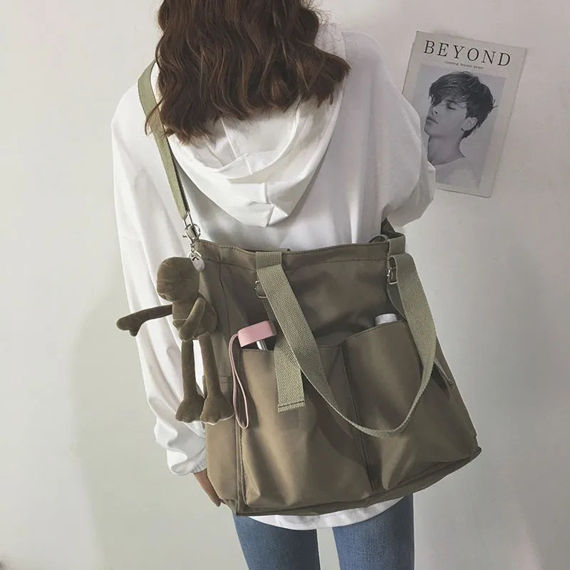 Waterproof nylon bag, large capacity, lightweight, multi-functional women's bag, one-shoulder crossbody bag, student class tutor