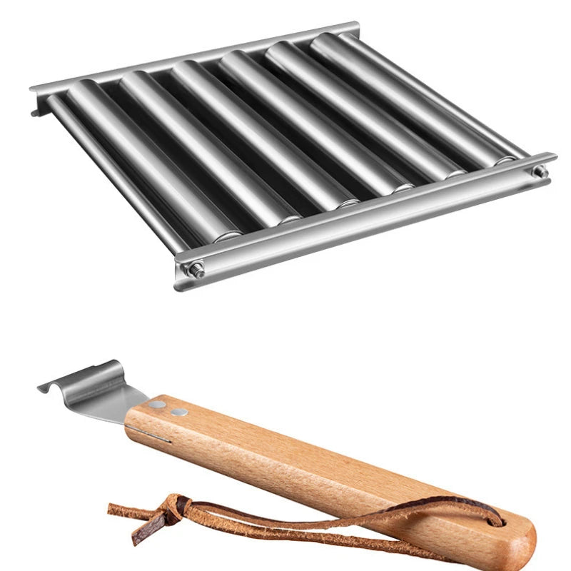 Stainless steel sausage rack detachable rolling barbecue grill outdoor hot dog barbecue grill sausage rack