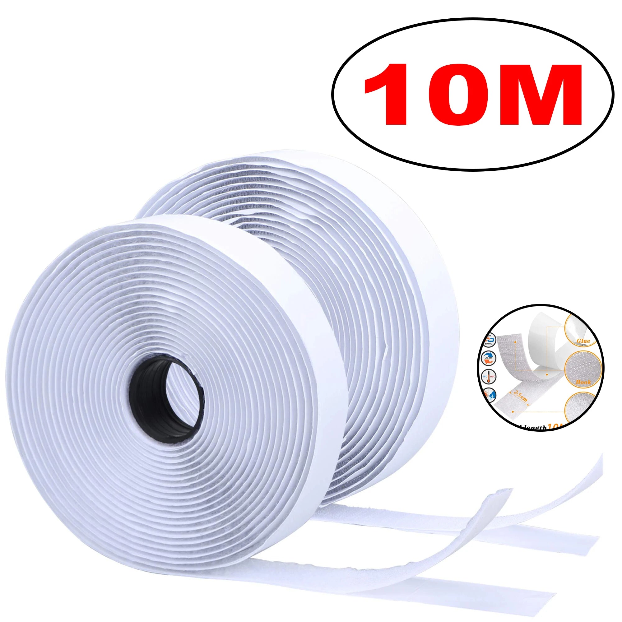 1-25M Velcros Self Adhesive Hook and Loop Fastener Tape House Diy Magic Tap Auto Double Sided Roll Strong Glue Home Strap Strips