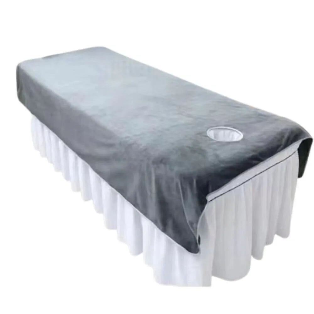 Comfortable SPA Bedspread with Face Hole Thickened Soft Beauty Salon Bed Sheets Velvet Cosmetic Bed Sheet
