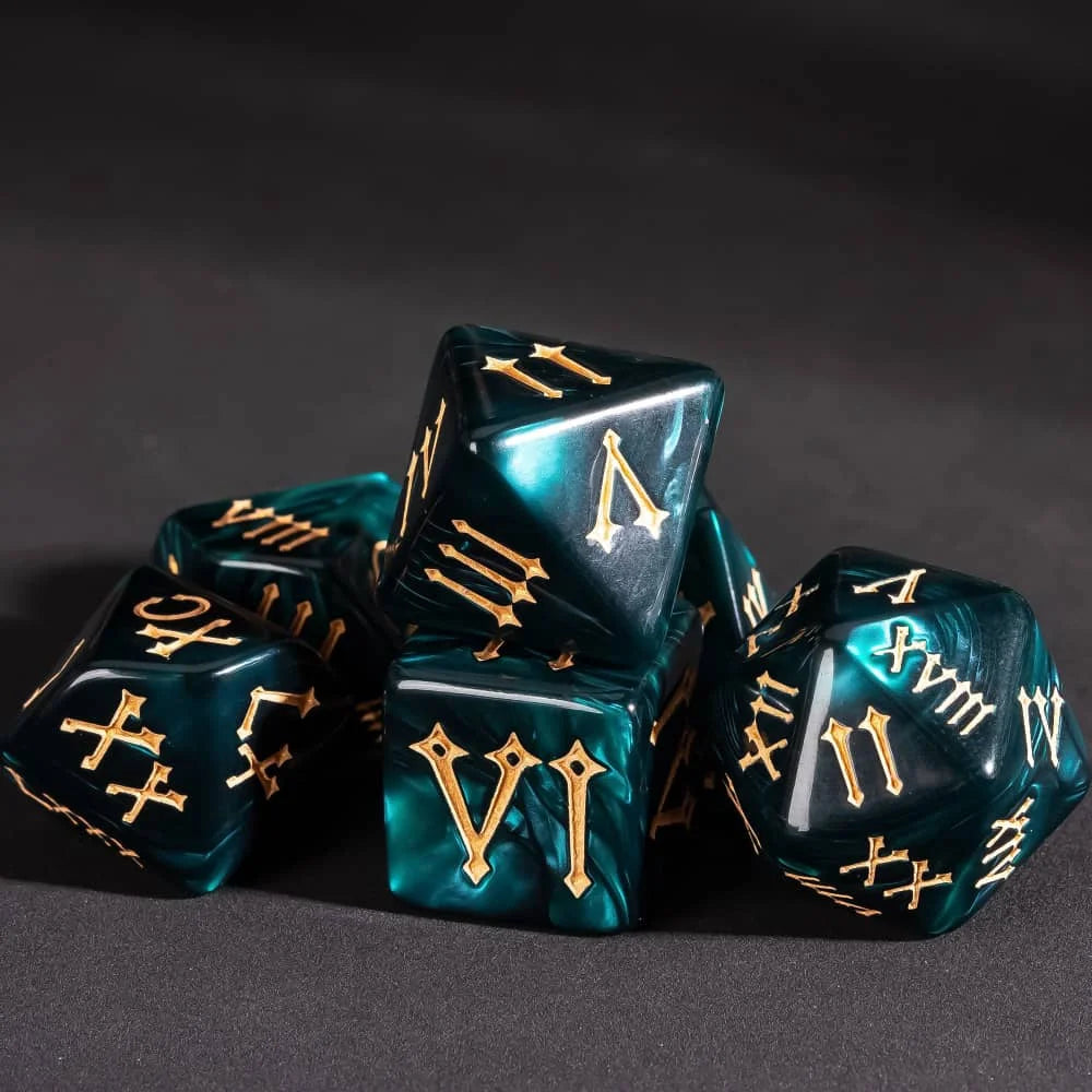 New Roman Font D&D Dices 16mm Pearl Texture D4 D6 D8 D10 D% D12 D20 Polyhedral Dice Set for Tabletop Role Playing Board Games