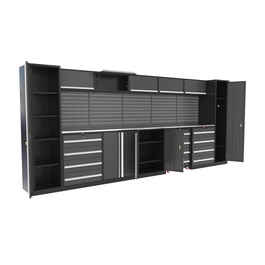 Garage Steel Mechanic Tools Storage Cabinet With Wall Cabinets Single,double-door Cabinets And Tool Trolley For Workshop